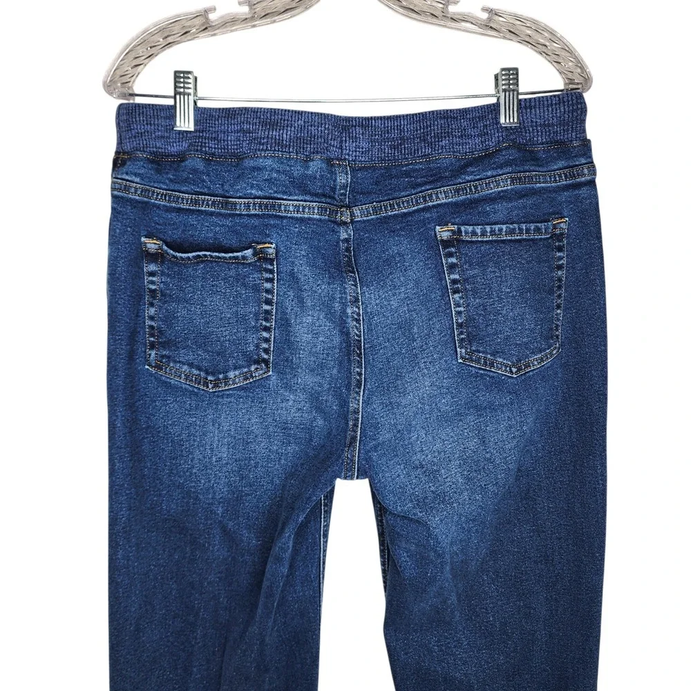Lands End Kids Iron Knee Pull-On‎ Jeans Blue Denim Rib Waist XL 18H-20H Husky